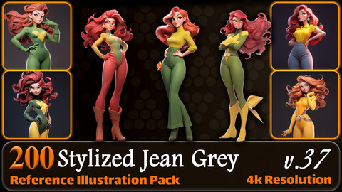 200 Stylized Jean Grey Reference Pack | 4K | v.37