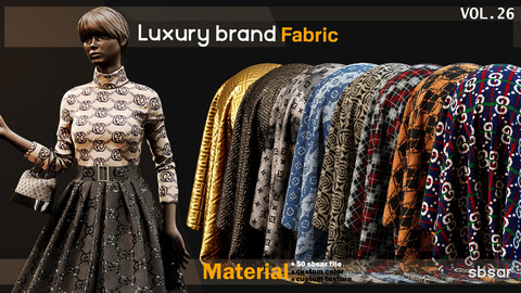 50 Luxury brand fabric Material(knitted-denim-leather) -SBSAR -custom color -custom fabric -VOL 26