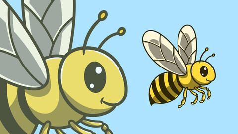 cute bee flying cartoon