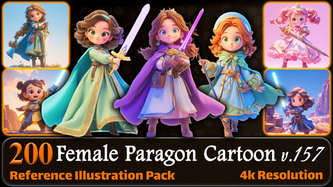 200 Female Paragon Cartoon (Full Body) Reference Pack | 4K | v.157