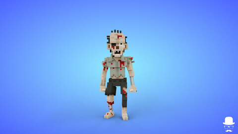 Voxel Zombie Character 2 - 3D Lowpoly Fantasy Game Asset