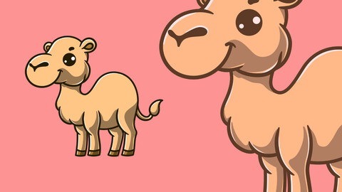 cute camel standing upright cartoon