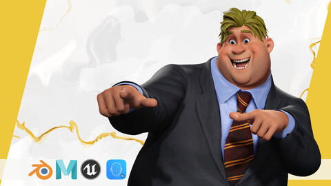 Big Cartoon Professional Businessman in Plus Size Suit 3D