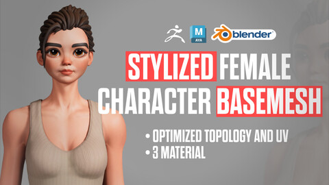 Cartoon Female Character Carina Base Mesh