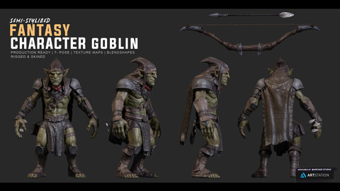 Fantasy Creature Goblin | Production Ready  | Texture Maps | Blendshapes | FBX | OBJ