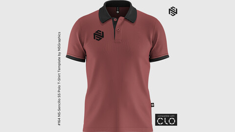 NS-Sencillo SS Polo T-Shirt Template for CLO 3D & Marvelous Designer