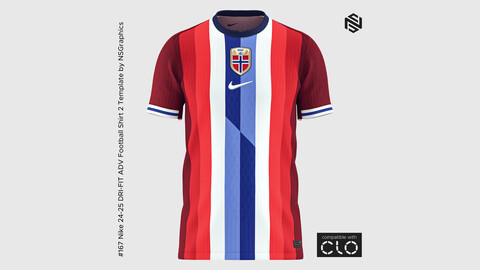 Nike 24-25 DRI-FIT ADV Football Shirt 2 Template for CLO 3D & Marvelous Designer