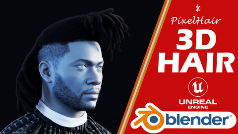 PixelHair Hairstyle - The Weeknd Dreads 016 (Hair for blender/ unreal engine / metahuman) Afro hair | Kinky hair | 4c Hair | African / African American Hair