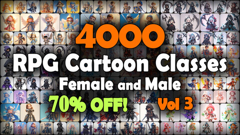 4000 RPG Cartoon Classes and Characters (Full Body) Reference Pack | MEGA Bundle | 4K | v.3