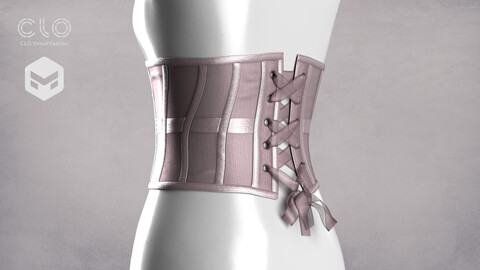 Underbust Corset 3D Model - .zprj, .obj, .fbx, .blend + textures