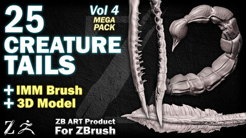 25 ZB ART Creature Tails (IMM Brush + 3D Model) ➞ Vol 4