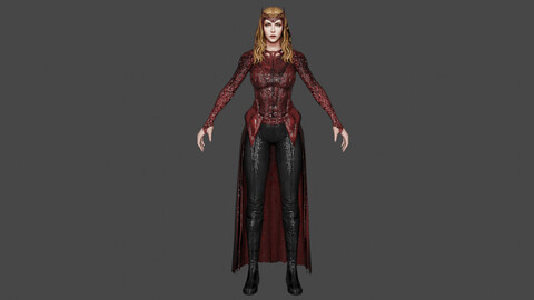 Scarlet Witch Low-poly 3D model | Rigged