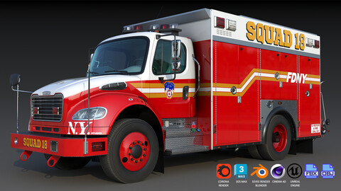 Fire Truck FDNY Squad Freightliner M2 106