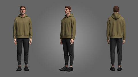 Male Hoodie Outfit  3D Model