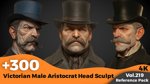 +300 Victorian Male Aristocrat Head Sculpt Reference (4k)