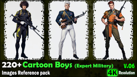 220+ Cartoon Boys (Expert Military) Images Reference Pack - 4K Resolution - V.06