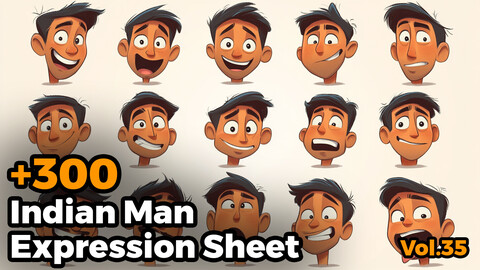 +300 Indian Man  Expression Sheet(4k)