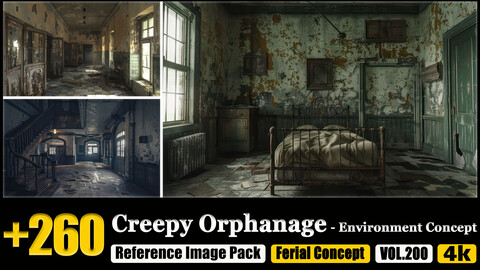 260 Creepy Orphanage - Environment Concept Reference Image Pack v.200 |4K|