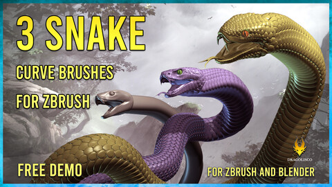 3 Snake curve brushes for Zbrush