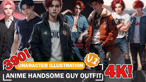 390 Various Anime Handsome Men Outfit Diverse Outfit Character Design Reference Art V2 4K