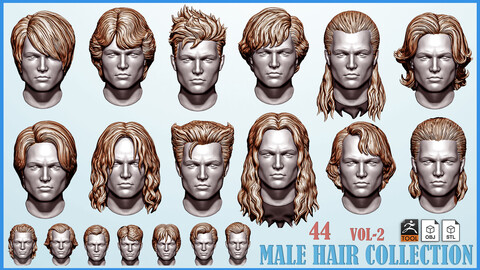 44- Male hair collection ZTL+OBJ+STL VOL-2