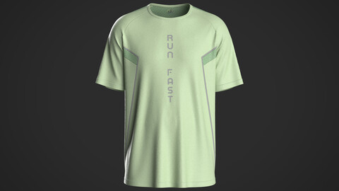 Mens running t-shirt with mesh fabric detailing