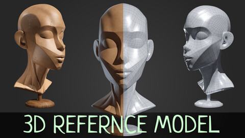 Stylized Female/Anime Plane Head Reference 3D Model