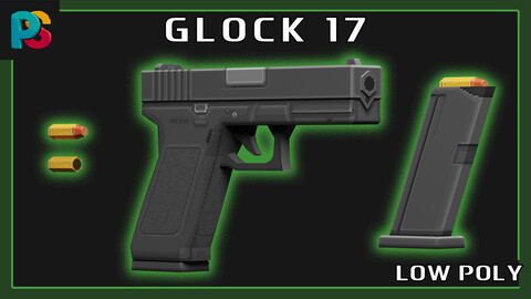 Low poly GLOCK 17 (Modular + Textures)