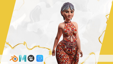 Stylized Elderly Woman in Retro Outfit