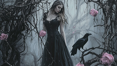 Ensnared in Elegance: A Maiden Among Thorned Roses 8