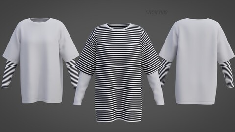 3D Punk Oversized Stripes Shirt - Harajuku Long Sleeves T-shirt different Textures