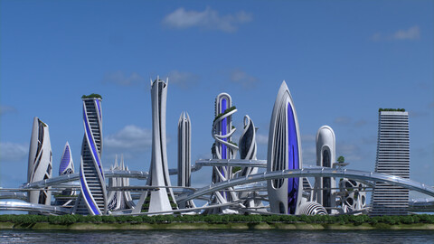 Futuristic city Utopian Buildings kit