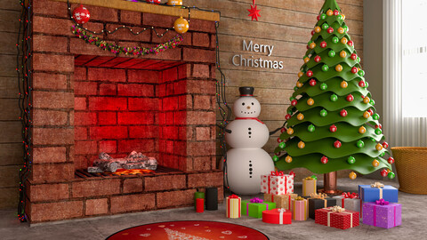 Christmas Fireplace 3D model