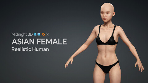 M3D Realistic Human Base Mesh - Asian Female