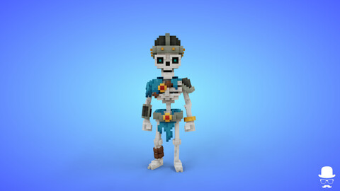 Voxel Skeleton Warrior 1 - 3D Fantasy Character Game Asset