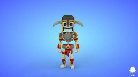 Voxel Skeleton Warrior 2 - 3D Fantasy Character Game Asset