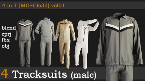 4 Tracksuits (male) [blend+zprj+fbx+obj] vol01