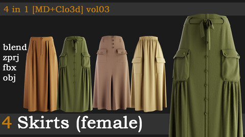 4 skirts [fbx+obj+zprj+blend]  vol03