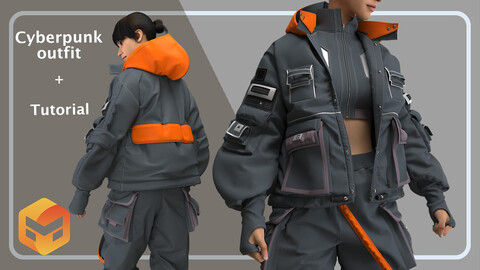 3 in 1 Cyberpunk Outfit+ Tutorial+ Obj file