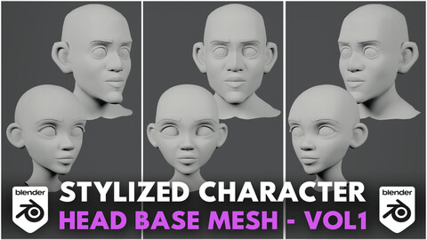 Stylized Character Head Base Mesh - Vol1