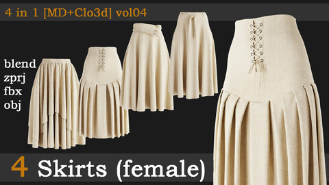 4 Skirts [fbx+obj+zprj+blend]  vol04