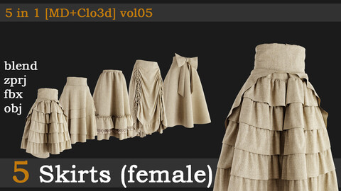 5 Skirts [fbx+obj+zprj+blend]vol05