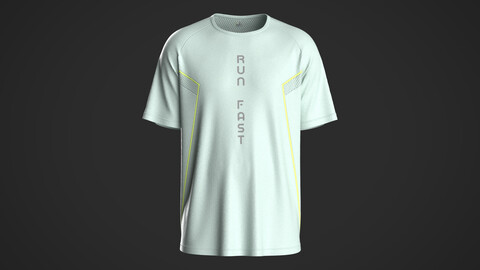 Mens running t-shirt with mesh fabric detailing in diffrent color