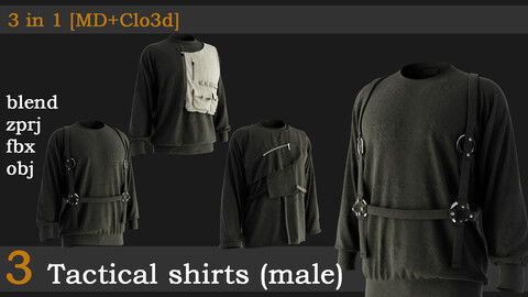 3 Tactical shirts (male) [fbx+obj+zprj+blend]