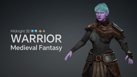 M3D Medieval Fantasy Female Night Elf Warrior