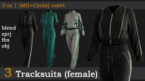 3 Tracksuits (female) [fbx+obj+zprj+blend]vol04