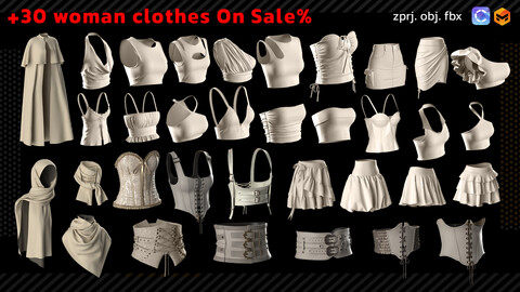 +30 woman clothes+ FBX+ OBJ+ ZPRJ