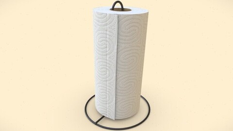 Paper Towel Roll Holder 4K Low-Poly Game-Ready