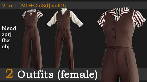 2 Outfits(female)[blend+zprj+fbx+obj]vol06