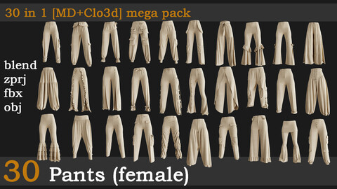 30 pants(female) [fbx+obj+zprj+blend] mega pack